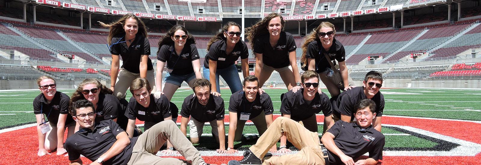 Group photo of undergrad ambassadors at Ohio Stadium