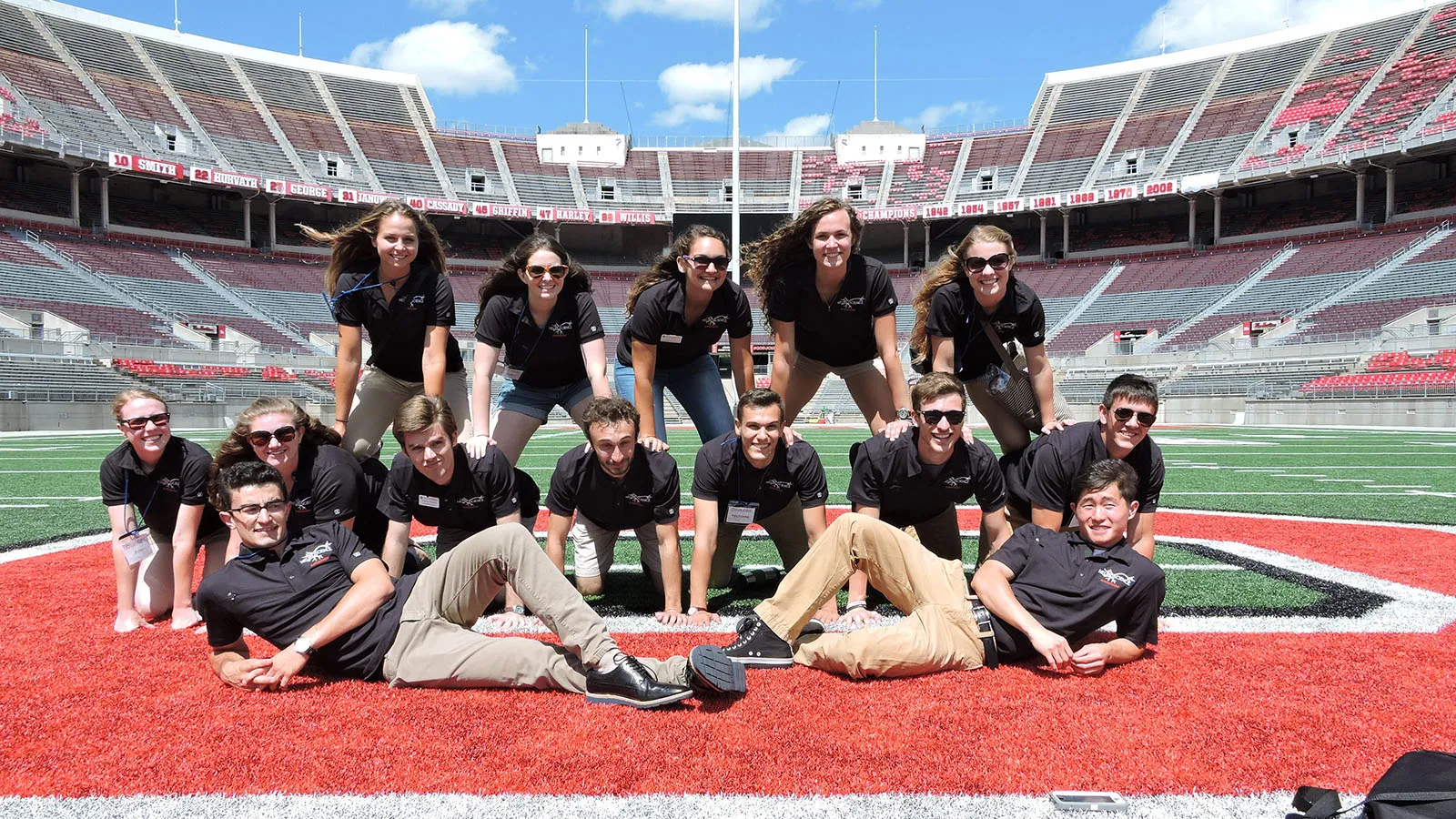 Group photo of undergrad ambassadors at Ohio Stadium