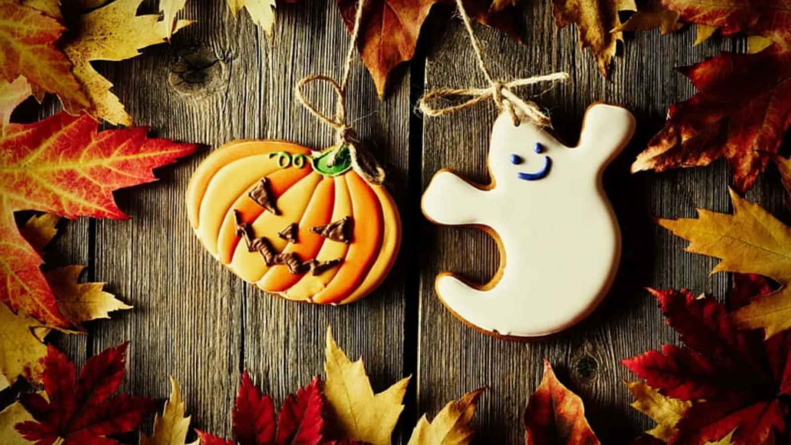 Pumpkin and ghost cookie
