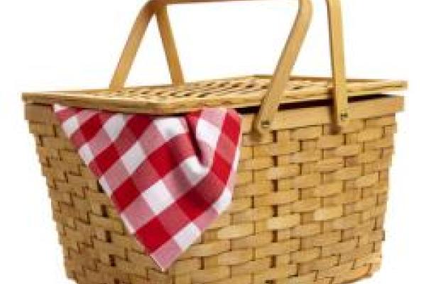 Picnic basket stock photo