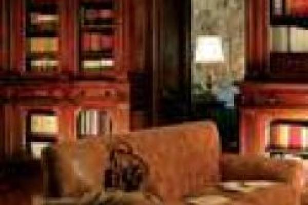 Library with couches and bookshelves